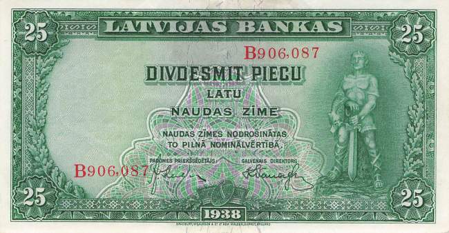 Lettland p21 25 Latu 1938